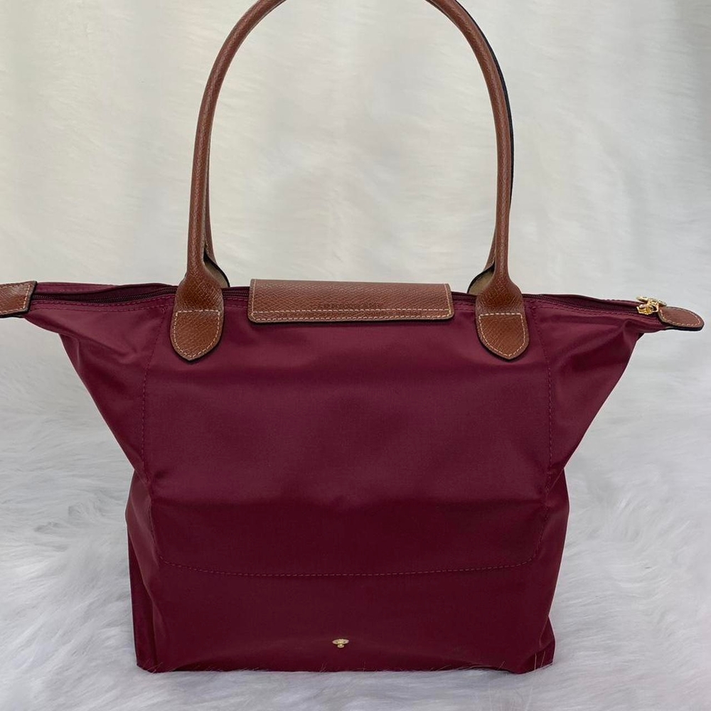 NWT Longchamp Le Pliage Original Burgundy Medium Handbag Canvas Shoulder Tote M - Picture 4 of 7